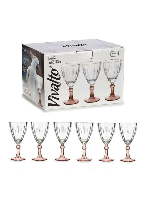 Vivalto 6 Pieces Glass Wine Cup Coffee Color 275 ml Set