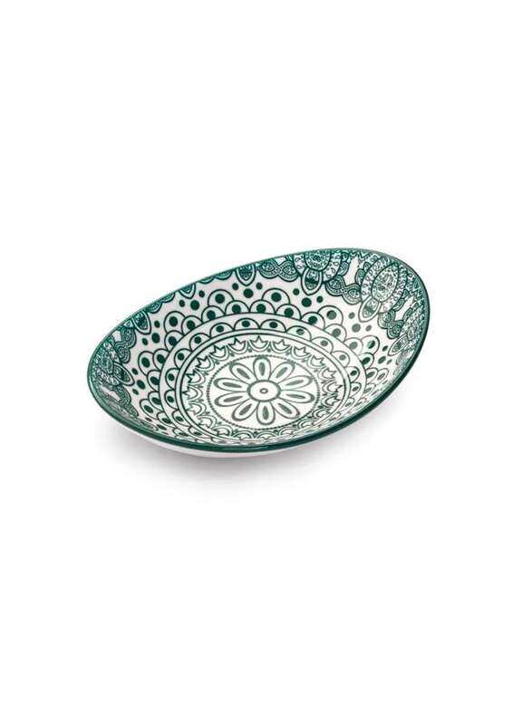 

Che Brucia Arabesque Green Porcelain Oval Bowl 15 cm / 6