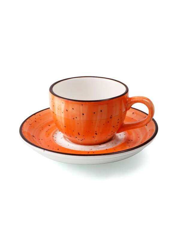 

Porceletta Orange Color Glazed Porcelain Coffee Cup & Saucer 270 ml