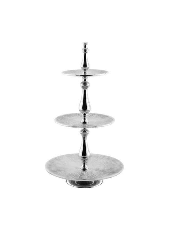 

Vague Aluminium Round 3 Tier Stand with Stainless Steel Silver Finish 30 cm India