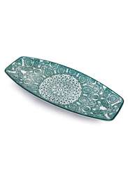 Che Brucia Arabesque Green Porcelain Boat Shape Plate 14"