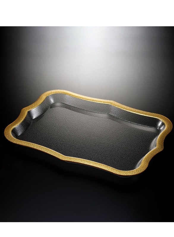 Vague Acrylic Traditional Tray Golden Rim 50 cm