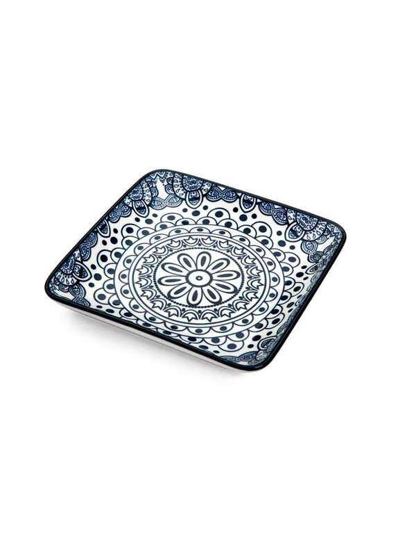 

Che Brucia Arabesque Blue Porcelain Desserts Square Plate 12.3 cm / 5