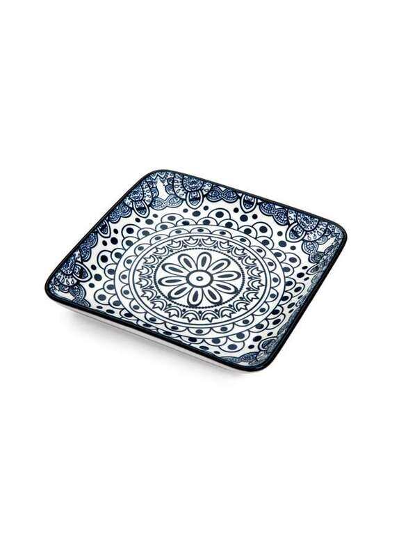 Che Brucia Arabesque Blue Porcelain Desserts Square Plate 12.3 cm / 5"