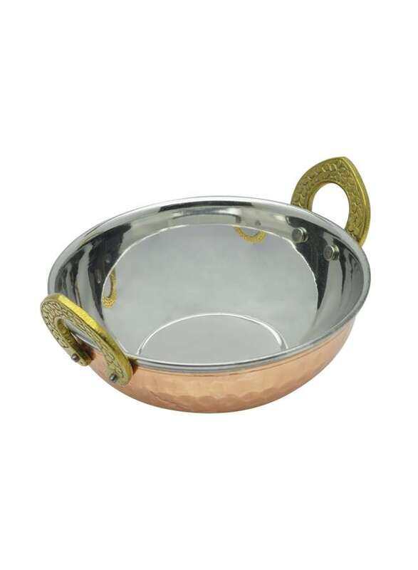 

Vague Copper Kadai with Brass Handle 20 cm