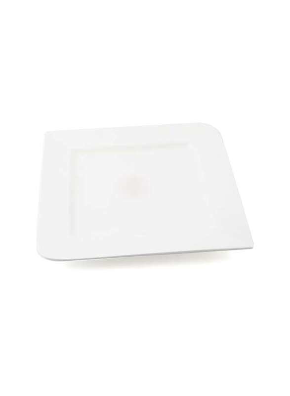 Porceletta Ivory Porcelain Square Plate with Round Egdes 18 cm / 7"