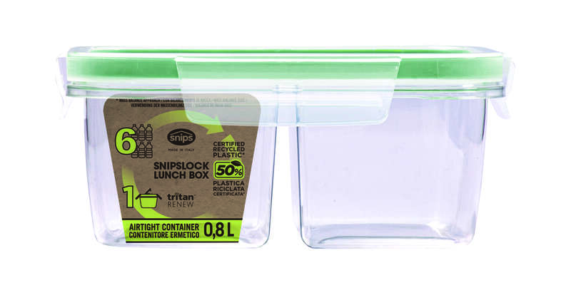 Snips Tritan Renew Airtight Rectangular Lunch Box with two Compartments 800 ml