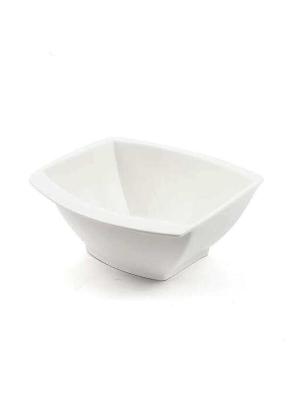 

Porceletta Ivory Porcelain Square Soup Bowl Meena Design 15 cm