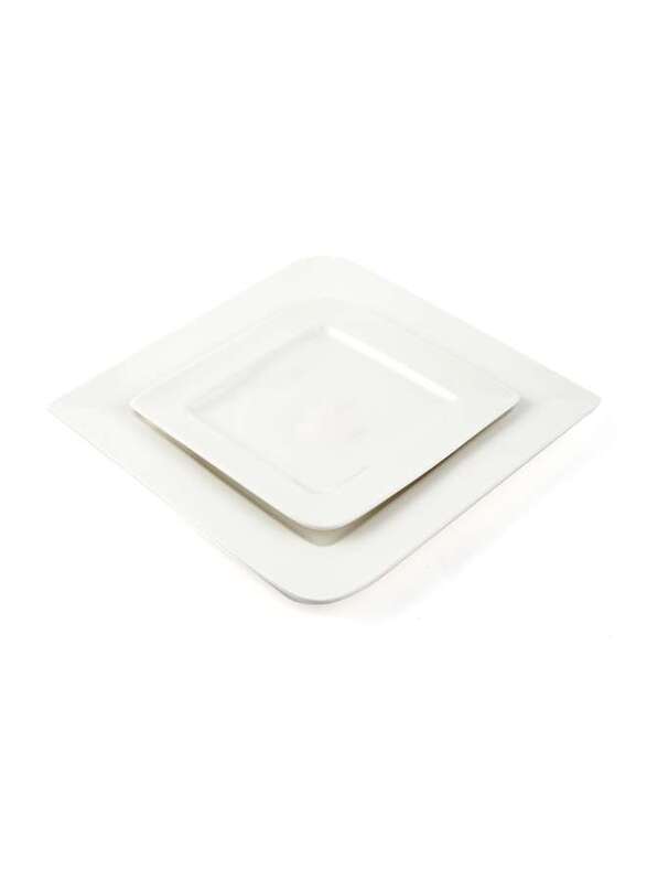 Porceletta Ivory Porcelain Square Plate with Round Egdes 18 cm / 7"