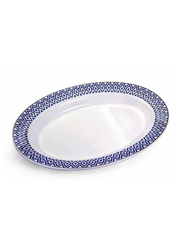 

Vague Melamine Oval Plate Blue Line 16