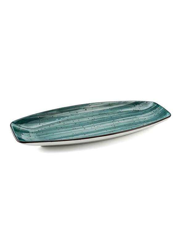 

Porceletta Green Color Glazed Porcelain Boat Shape Plate 12