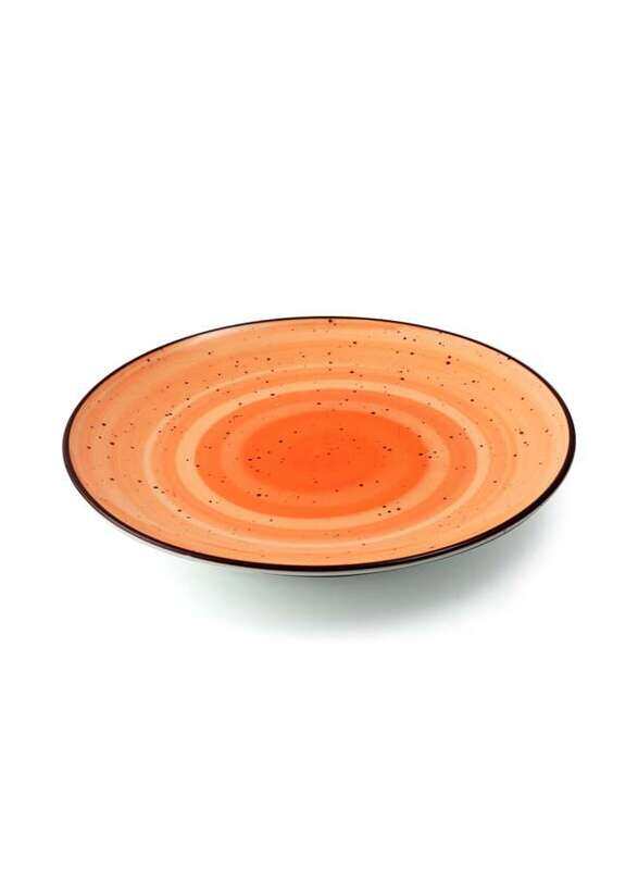 

Porceletta Orange Color Glazed Porcelain Rimmed Thin Flat Plate 17 cm / 6.5