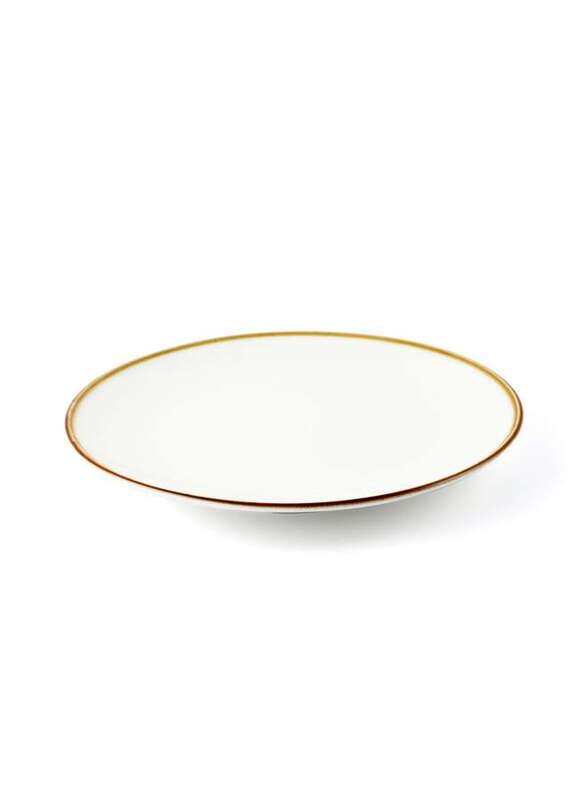 

Porceletta Ivory Mocha Porcelain Rimmed Thin Flat Plate 25 cm / 10