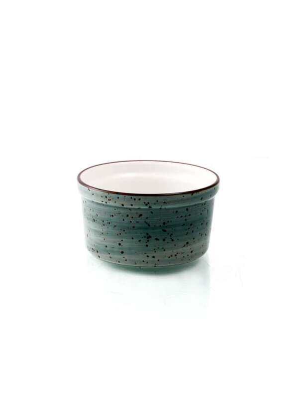

Porceletta Green Color Glazed Porcelain Green Lined Ramekin 9 cm
