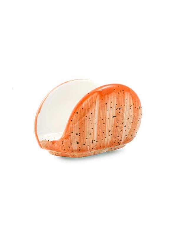 

Porceletta Orange Color Glazed Porcelain Napkin Holder 12 cm