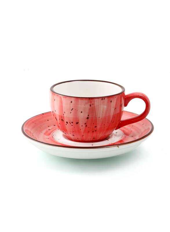 

Porceletta Red Color Glazed Porcelain Coffee Cup & Saucer 80 ml