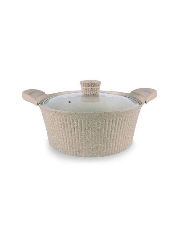 

Vague Die Cast Aluminium Beige Cooking Pot 24 cm with 2 Silicone Handle Cover