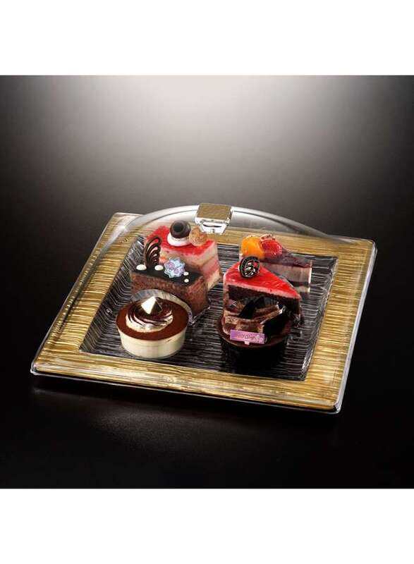 

Vague Acrylic Square Serving Set Bark Golden 31 cm