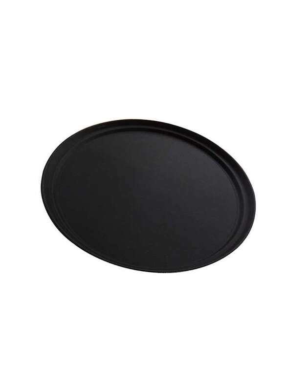 Vague Non Slip Plastic Slip Tray Round Black 28 cm