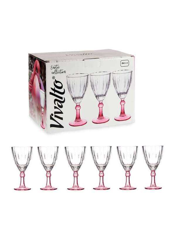 

Vivalto 6 Pieces Glass Wine Cup Pink Color 275 ml Set