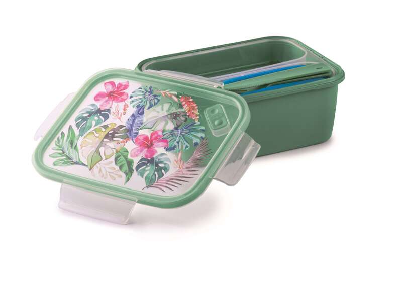 Snips Snipslock Hawaii Rectangular Lunchbox 1.5 Liter with Ice Pack Cooler