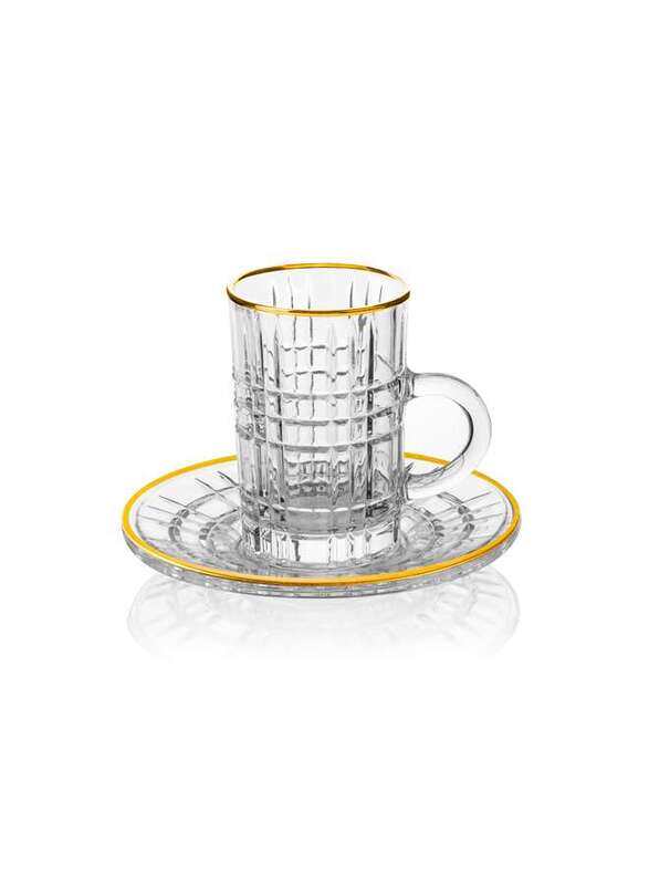 

Vague Tea Glass Cups & Saucers Set with Golden Rim 120 ml