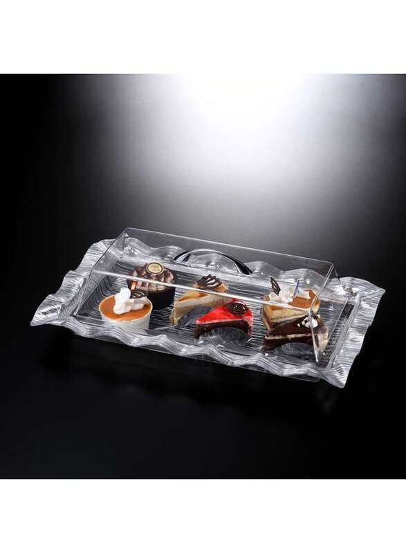 

Vague Acrylic Rectangular Cake Box Silver 56 cm