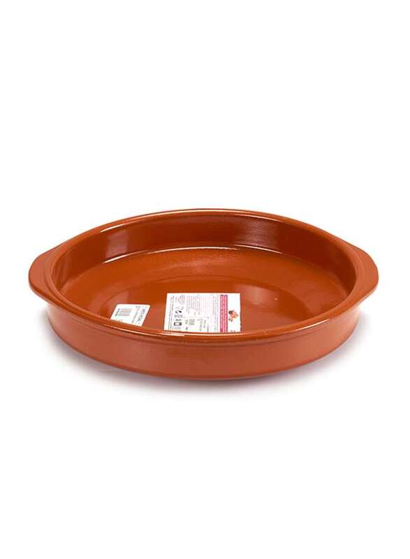 Arte Regal Brown Clay Round Deep Plate with Handle 32 cm