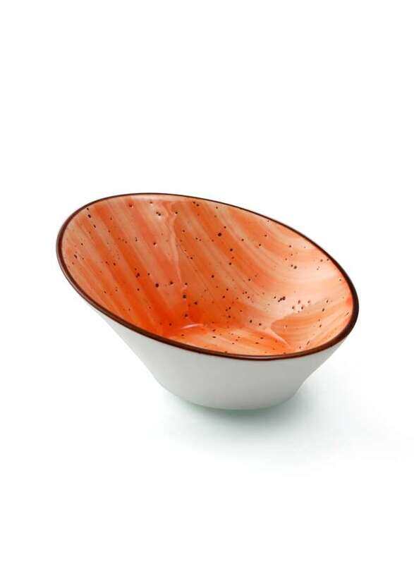 

Porceletta Orange Color Glazed Porcelain Boat Bowl 16 cm
