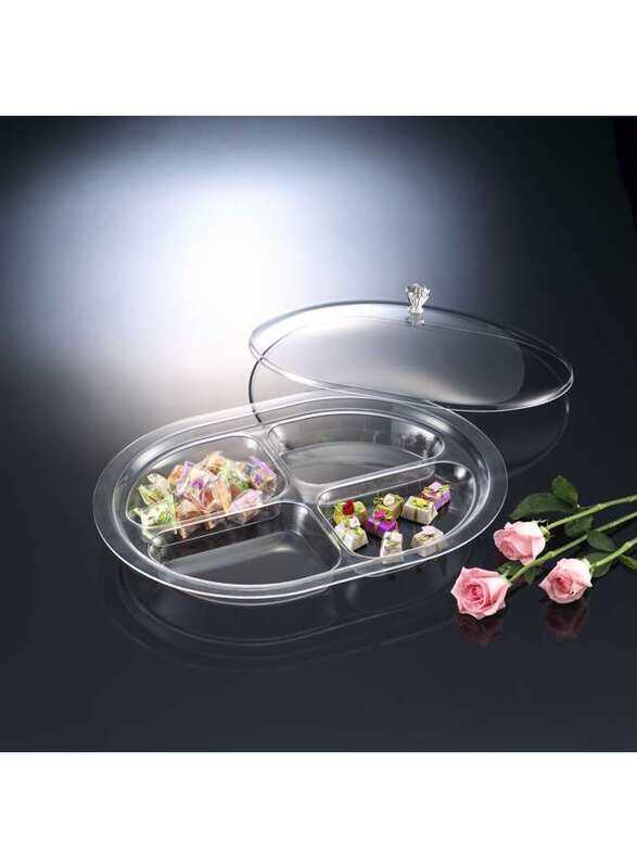 Vague Acrylic Oval 4 Compartment Serving Set 33 cm