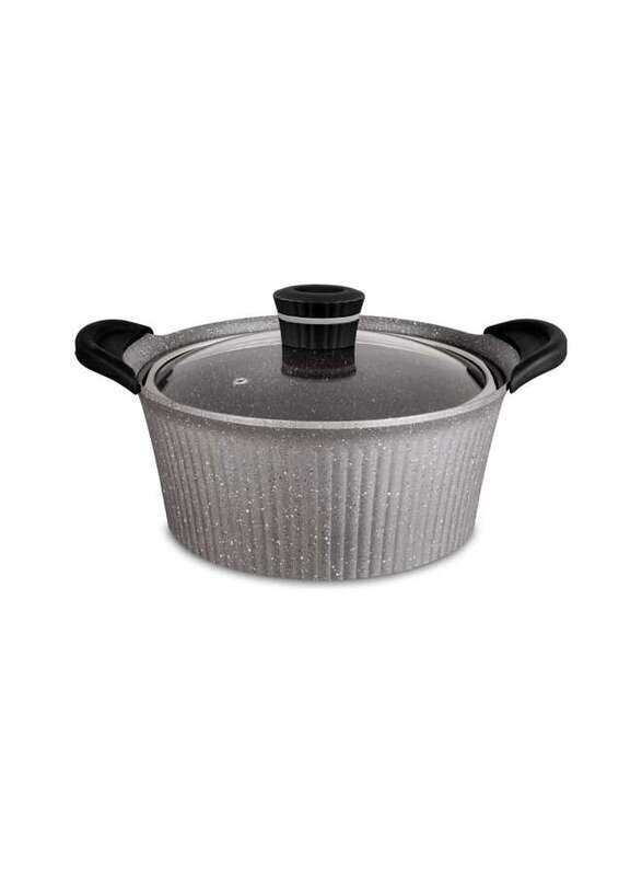 

Vague Die Cast Aluminium Grey Cooking Pot 32 cm with 2 Silicone Handle Cover