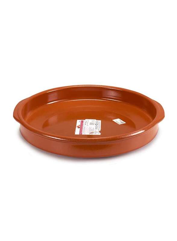 Arte Regal Brown Clay Round Deep Plate with Handle 42 cm