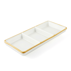 Porceletta Ivory Mocha Porcelain Rectangular Compartment Dish 17.5 cm / 7"