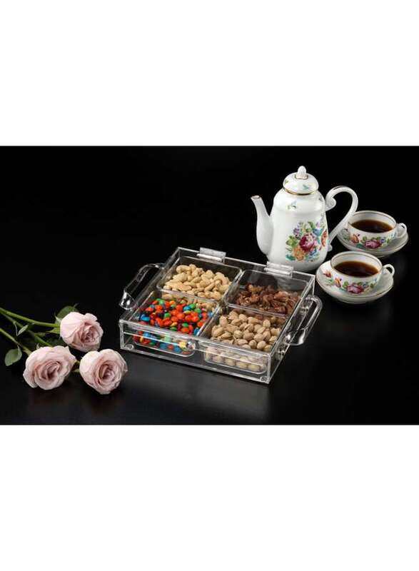 

Vague Acrylic Laser Serving Tray with 4 Compartment 24.5 cm