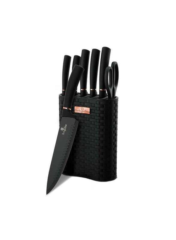 

Berlingerhaus Berlinger Haus 7 Pieces Knife Set with Stand Black Rose Gold Collection