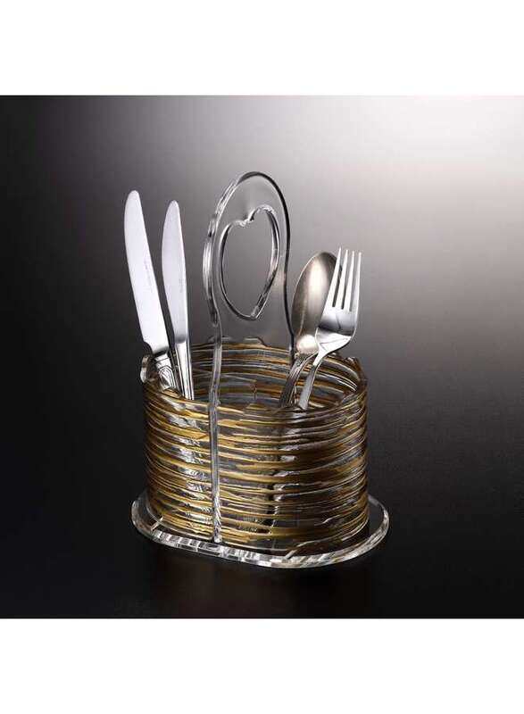 

Vague Acrylic Cutlery Holder Bark Golden 25 cm