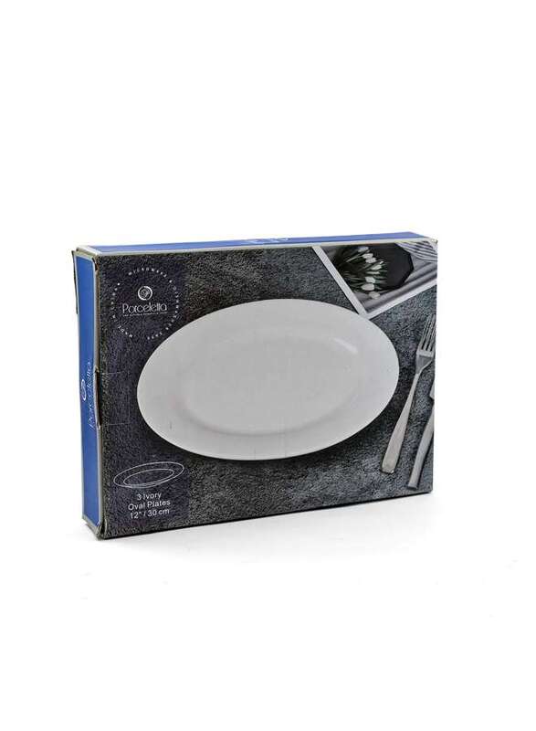 Porceletta Ivory Porcelain 3 Piece Oval Plates Set 30 cm / 12"