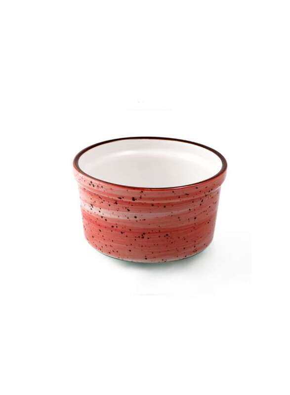 

Porceletta Red Color Glazed Porcelain Red Lined Ramekin 6.8 cm