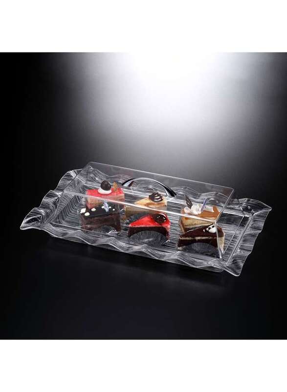 Vague Acrylic Rectangular Cake Box Clear 52 cm