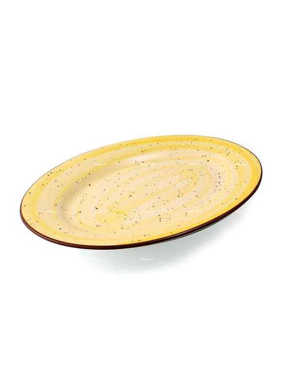 

Porceletta Yellow Color Glazed Porcelain yellow Oval Plate 35 cm / 14