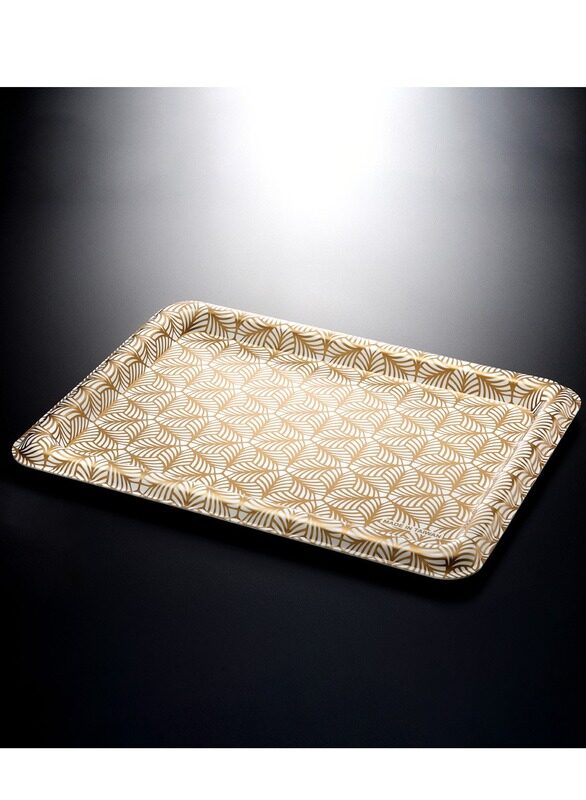 

Vague Acrylic Traditional White Tray with Gold Lines 75 cm
