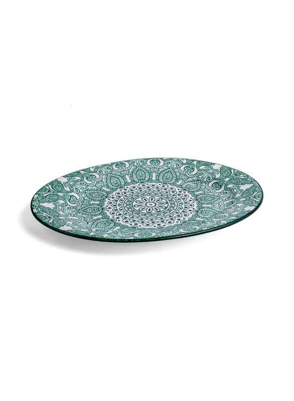 Che Brucia Arabesque Green Porcelain Oval Plate 30 cm / 12"