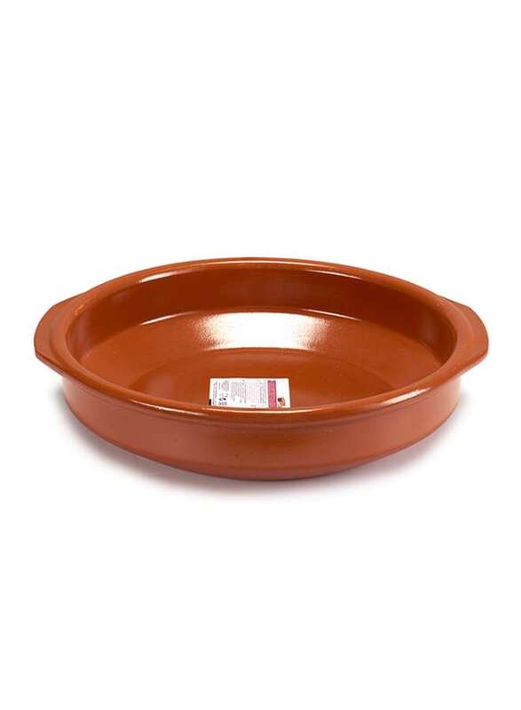 Arte Regal Brown Clay Round Deep Plate with Handle 38 cm