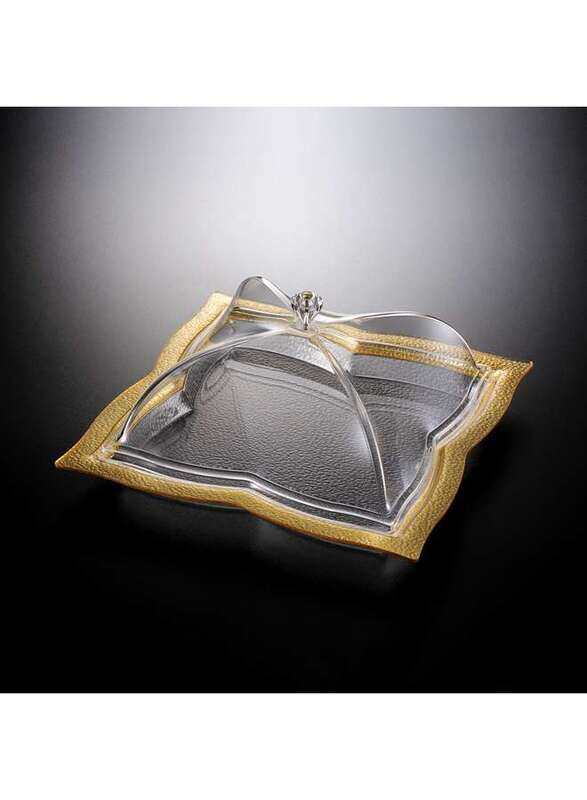 

Vague Acrylic Square Dessert Serving Set Golden 30 cm