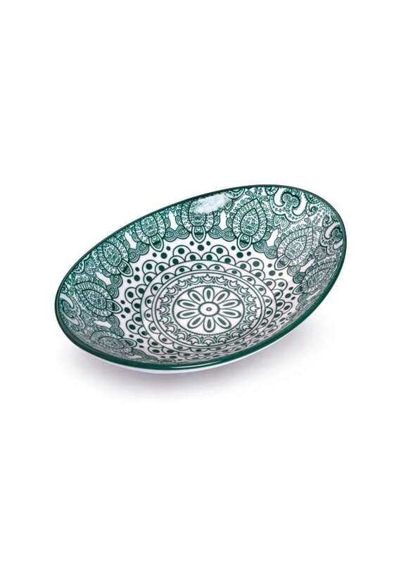 

Che Brucia Arabesque Green Porcelain Oval Bowl 20 cm / 8