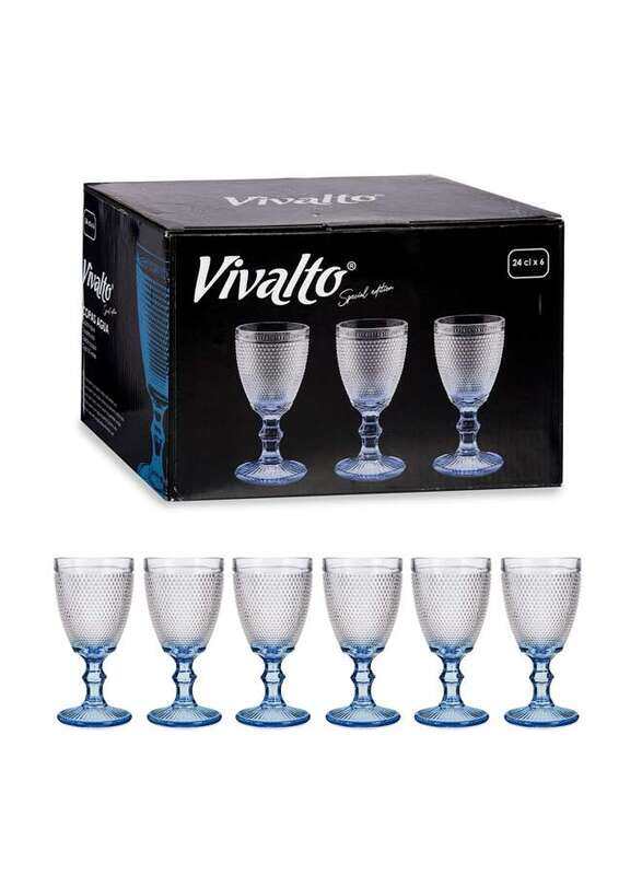 

Vivalto 6 Pieces Colbalt Blue Foot Points Water Glass Set 240 ml