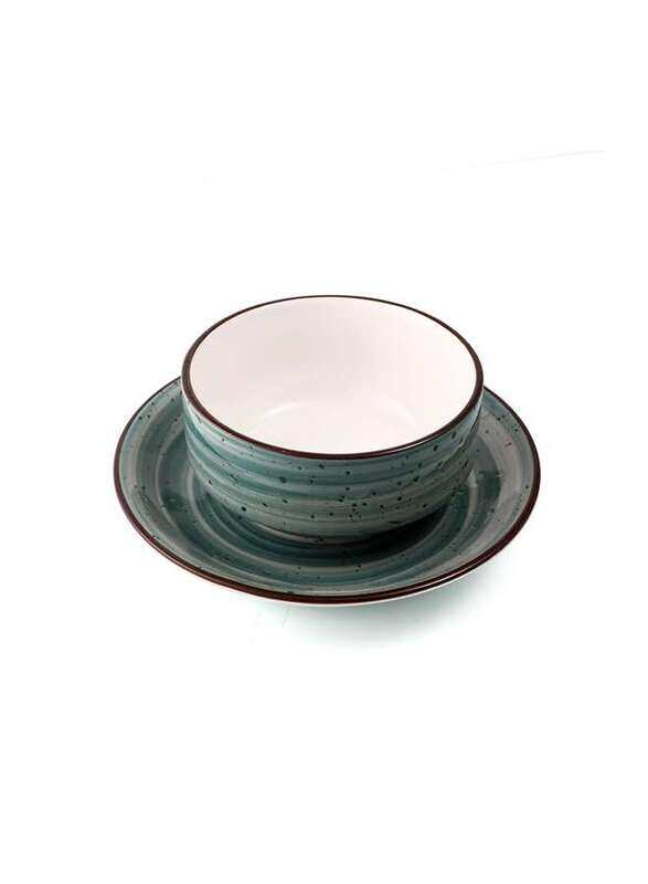 

Porceletta Green Color Glazed Porcelain Soup Cup & Saucer 220 ml