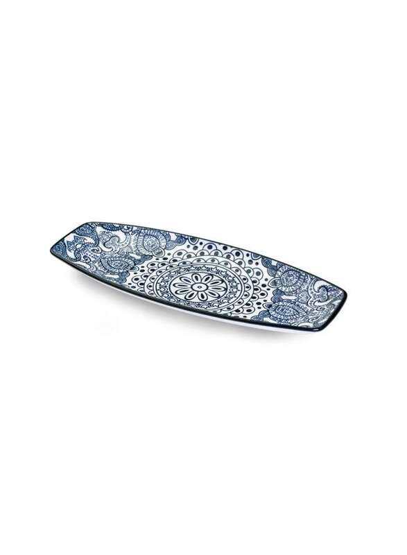 

Che Brucia Arabesque Blue Porcelain Boat Shape Plate 10