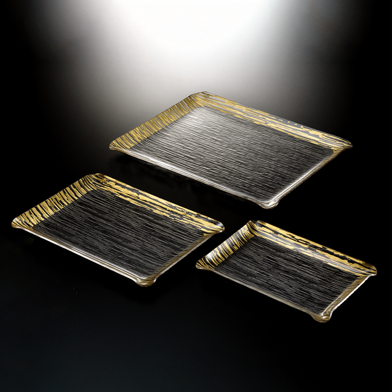 Vague Acrylic Rectangular Serving Tray 48 cm Golden