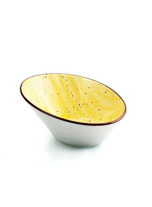 

Porceletta Yellow Color Glazed Porcelain Boat Bowl 16 cm